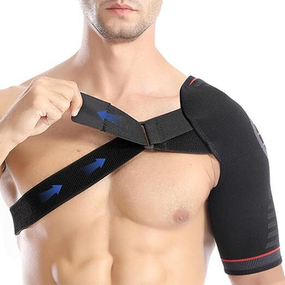HANNEA Lightweight Compression Shoulder Brace Support Adjustable Strap for Pain Relief Shoulder Support