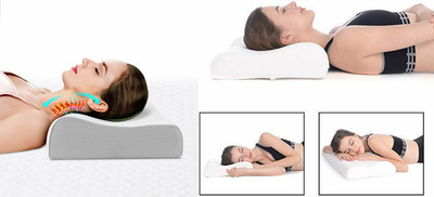 PRATIK MARKETING Memory Foam Solid Sleeping Pillow Pack of 88(White)
