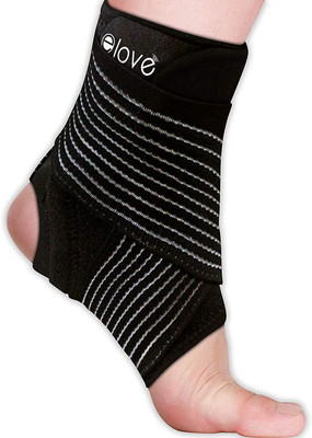 ELOVE Adjustable Ankle Support with Elastic Strap Brace for Injury & Pain Ankle Brace Ankle Support(Black, Blue)