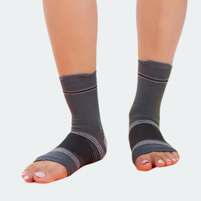 ecosync Bamboo Cotton Ankle Pain Relief Socks for Men & Women, Compression Socks Foot Ankle Support(Grey)