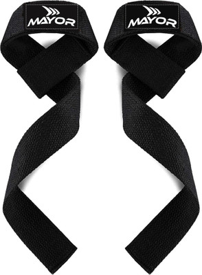 MAYOR PowerGrip Weight Lifting Straps Soft Padded Wrist Wrap Wrist Support for Gym Wrist Support(Black)