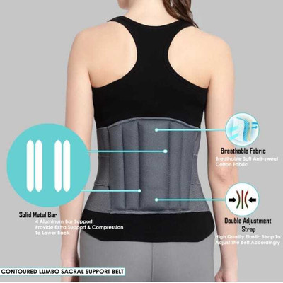 Mulkraj Ortho Lumber sacral support for back pain ,back posture support lower back support Back / Lumbar Support(Black)