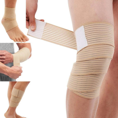 FITPUT 2PCS Extra Long Elastic Knee Wrap Compression Bandage Brace Support for Legs Knee Support(Grey)
