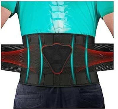 EUZA Abdominal & Waist belt for Back Pain Double pull mechanism (XXL, Black) Back / Lumbar Support(Black)