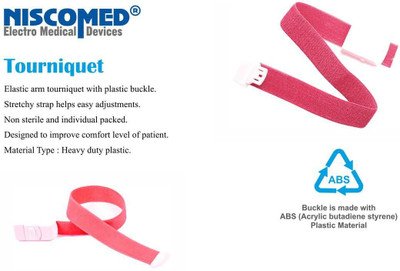 NISCOMED Elastic Arm Tourniquet band with Plastic Buckle (Reusable). Fitness Band(Multicolor, Pack of 2)