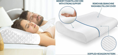 PRATIK MARKETING Memory Foam Geometric Sleeping Pillow Pack of 256(White)