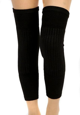 CozyCrazy Woolen Knee Cap Stretchable Winter Leg Warmer for Men Women Knee Support(Black)