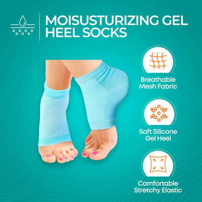 DNelon Silicone Gel Heel Socks for Dry Hard Cracked Heel Repair Pad, Swelling Heel Support(Blue)