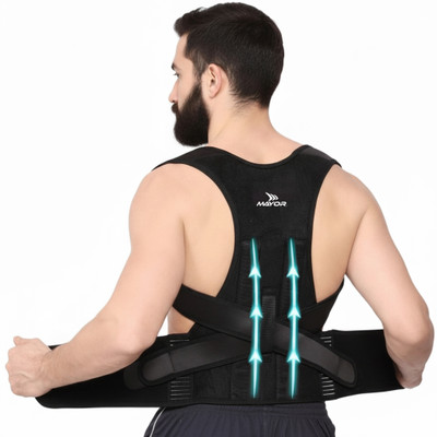 MAYOR Belt Support for Men & Women with Back Pain & Back Support Posture Corrector(Black)