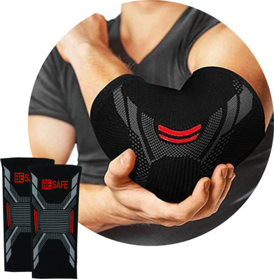 BE SAFE Forever 3D Compression Socks & Elbow Support Guard, Elbow Sleeves Band, Pair, Black, M Elbow Support(Black)