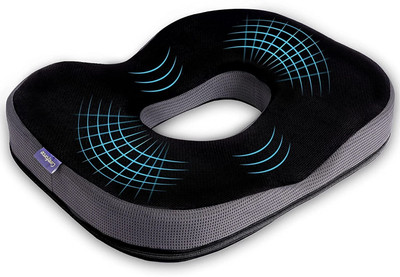 Careforce - The Force Behind Your Health Donut Pillow for Tailbone Pain Car Seat Cushion Coccyx Cushion Round Ring Pillow Back / Lumbar Support(Black)