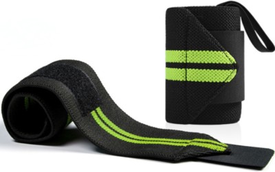 TRUE INDIAN Sport Weight Lifting Training Gym Straps with Thumb Wrist Support Wrist Support Fitness Band(Green, Black, Pack of 1)