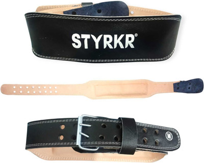 STYRKR Gym Belt for Men Weight Lifting Leather Women Weightlifting Belt Back Support Weight Lifting Belt(Black)