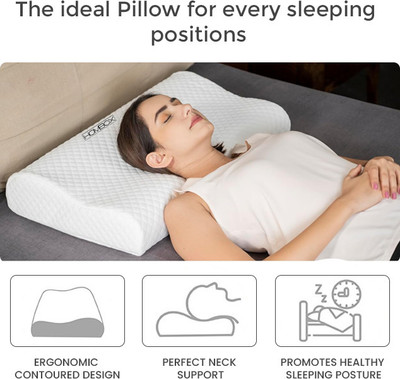 HOMBOX Memory Foam Orthopaedic Pillow Pack of 1 Solid Cervical Pillow Orthopaedic Contoured Neck Support Pillow for Sleeping(White)