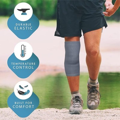 Kreya Enterprise Knee Support Adjustable Sleeve BVN=5750 Knee Cap compression Pain relief Knee Support(Grey)