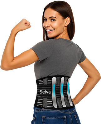 SELVA Contoured Lumbar Support Belt Back Support LS Belt for Back Pain Back / Lumbar Support(Black)