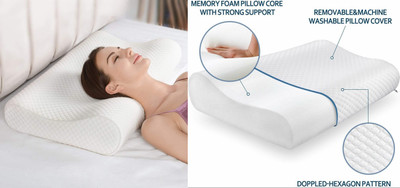 RUSHABH ENTERPRISE Memory Foam Geometric Sleeping Pillow Pack of 1(White)
