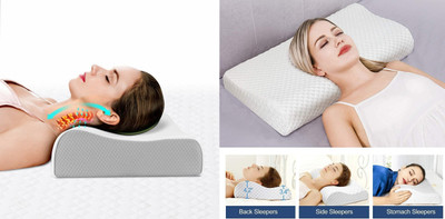 RUSHABH ENTERPRISE Memory Foam Geometric Sleeping Pillow Pack of 1(White)
