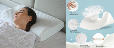 ANUSHKA ENTERPRISE Memory Foam Geometric Sleeping Pillow Pack of 1(White)