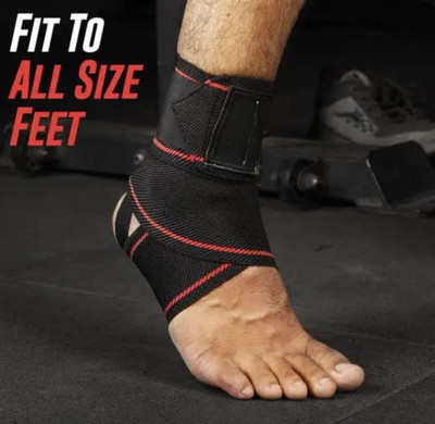 GJSHOP Compression Foot Brace for Men & Women, Ankle Sport, Ankle Pain Relief Ankle Support(Black, Red)