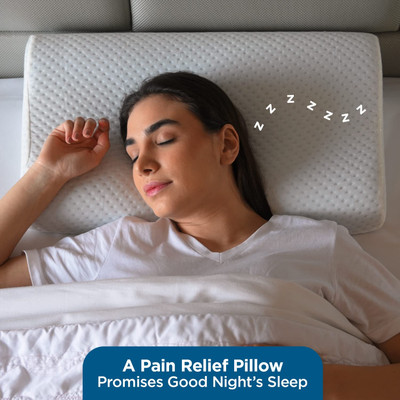 RUSHABH ENTERPRISE Memory Foam Stripes Sleeping Pillow Pack of 1(White)