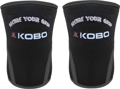 KOBO Power Weight Lifting Sleeves Wraps Bandages Knee Support(Black)