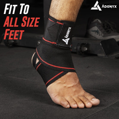 ADONYX Adustable Compression Foot Pain Relief Ankle Support(Black)