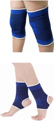 KBC Super Supporter Combo Pack Knee, Ankle Supports (2 Pairs of blue colours) Knee Support