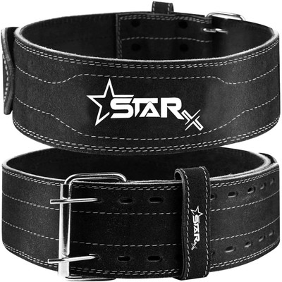 STARX Panther Suede leather power lifting gym belt for heavy workout for man woman Weight Lifting Belt(Black)