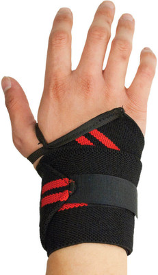 STARAS SALES WeightLifting with Thumb Loop Strap for Gym Made of Velcro & Elastic Band Wrist Support(Red)