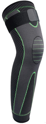 uRock 1Pc Fitness Compression Long Knee with Strap and calf support for men and women Knee Support(Black)