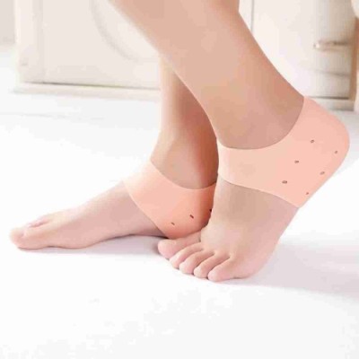 CITYCART Anti Crack Silicon moisturizing Heel Socks for Heel Cracks and Pain Relief Ankle Support(Beige)