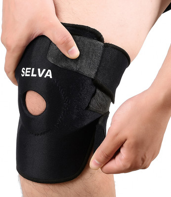SELVA Durable Hinged Open Patella for Knee Pain Relief Knee Support(Black)