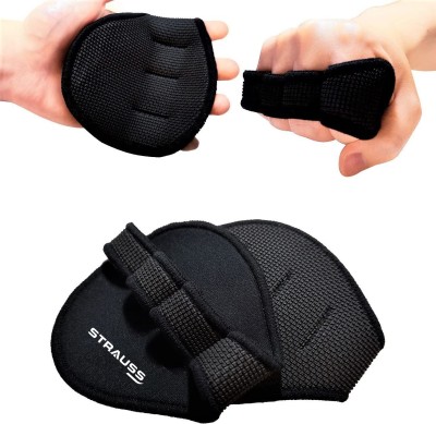 Strauss Weightlifting Grip | Gym Support | Gym Gloves Hand Support(Black)