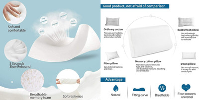 ANUSHKA ENTERPRISE Memory Foam Abstract Sleeping Pillow Pack of 1(White)