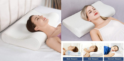 ANUSHKA ENTERPRISE Memory Foam Abstract Sleeping Pillow Pack of 1(White)