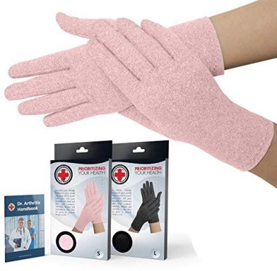 Dr. Arthritis Doctor Developed FullFinger Arthritis Compression Gloves & Doctor Written Handbook Finger Support(Pink)