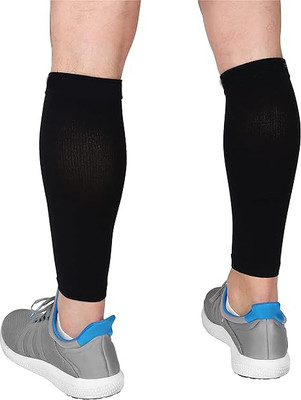 keycraze Calf Sleeve Sports Leg Support Calf Elastic Breathable Knitted Sports Wrap Guard Knee Support(Black)