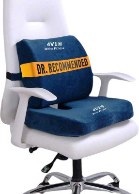 4V1 ™ Memory Foam Lumbar Pillow and Seat Cushion Combo, Coccyx Support & Backrest -2 Back / Lumbar Support(Blue)