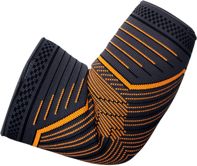 GymWar Elbow Support Compression Sleeve for Tennis Elbow Elbow Support(Orange, Black)