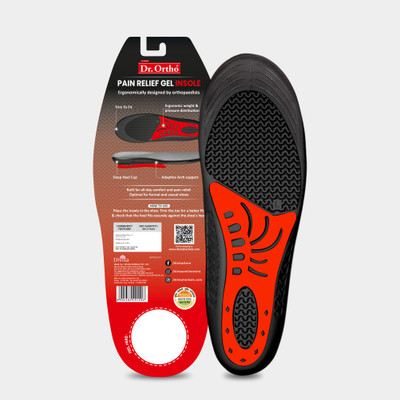 Dr. Ortho Pain Relief Gel Insoles|Trimmable Sole for Walking, Running & Sports- 1 Pair Heel Support