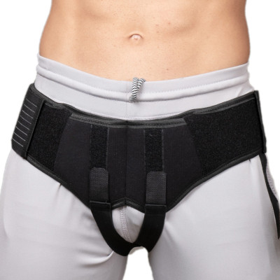 HULARA Inguinal Hernia Support Truss Brace Belt with Removable Pressure Pads-L Back / Lumbar Support(Black)