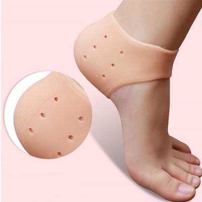 Euclid Anti Crack Silicone Foot Protector Moisturizing Socks Heel Support(Beige)