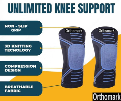 OrthoMark Knee Pain Relief 3D Support Cap For All Joint Pain | Walking Workout Arthritis L Knee Support(Blue, Black)