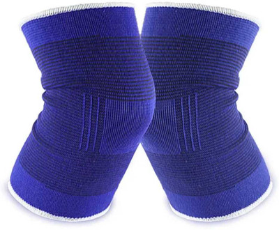 FlyTouch Fitted Breathable Elastic Knee Brace Protector Non-Falling Flexible Knee Pad Knee Support(Blue)