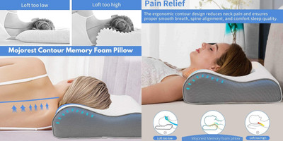 PRATIK MARKETING Memory Foam Floral Sleeping Pillow Pack of 185(White)