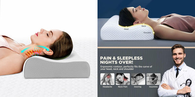 RUSHABH ENTERPRISE Memory Foam Geometric Sleeping Pillow Pack of 1(White)