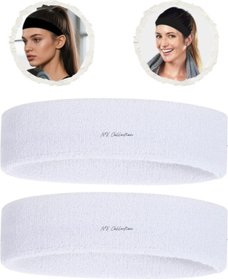 NV COLLECTION White Headband Optimized for Sweat Control Head Support(Multicolor)