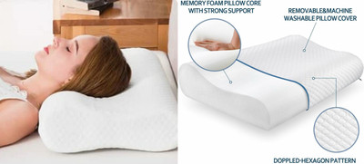 RUSHABH ENTERPRISE Memory Foam Polka Sleeping Pillow Pack of 1(White)