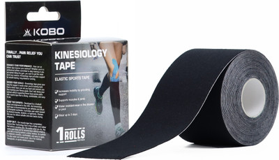 KOBO Waterproof Kinesiology Tape (5 m X 5 cm) Latex Free Breathable Sports Tape Knee Support(Black)